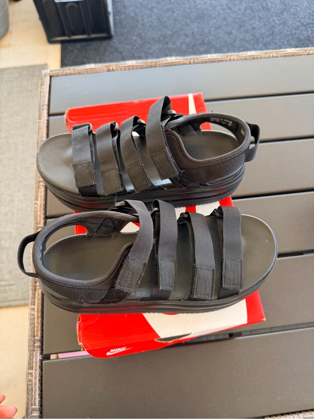 Nike Black Platform Sandals with Triple Straps - Picture 4 of 6